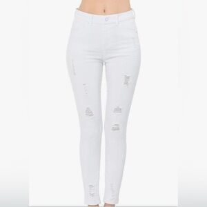 Wax Jean Women's White Skinny Distressed Jeans